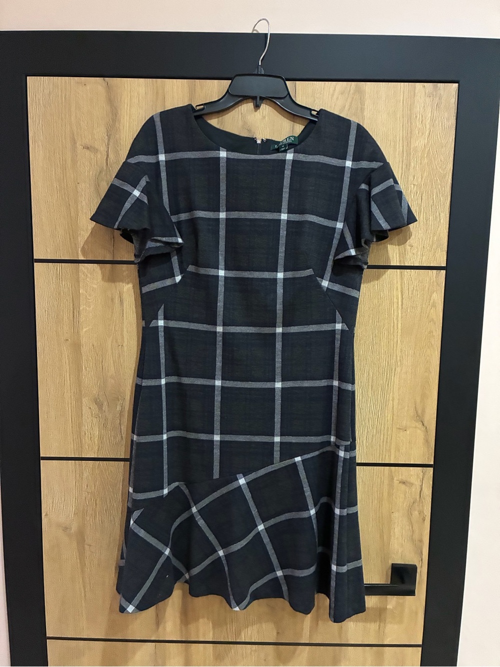 Lauren Ralph Lauren Black Windowpane Check Midi Dress